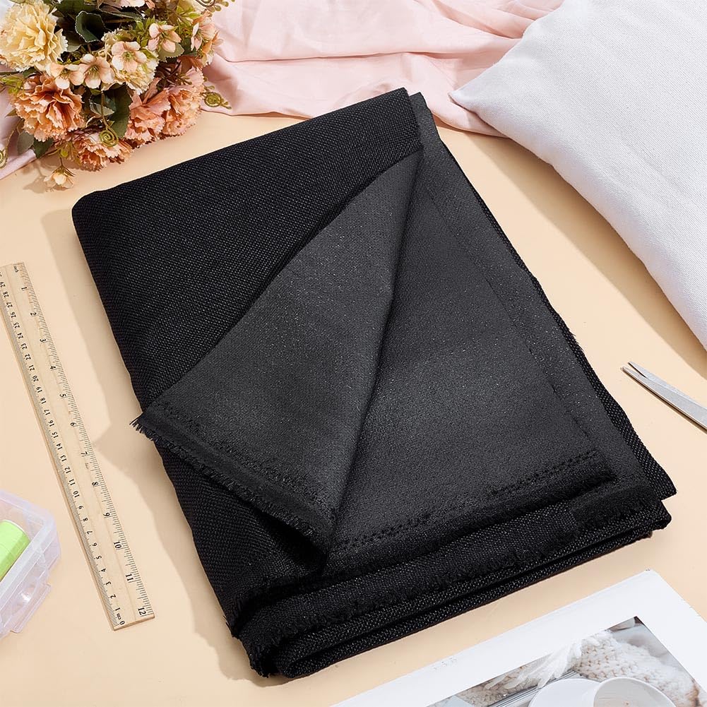 PH PandaHall 2m Tissu d'Ameublement en Toile Tissu Imitation Lin 1.4m de large Tissus à Coudre en Polyester Noir Tissus de Remplacement pour Canapé Couth Coussins Chaises Maison Extérieur Décoration