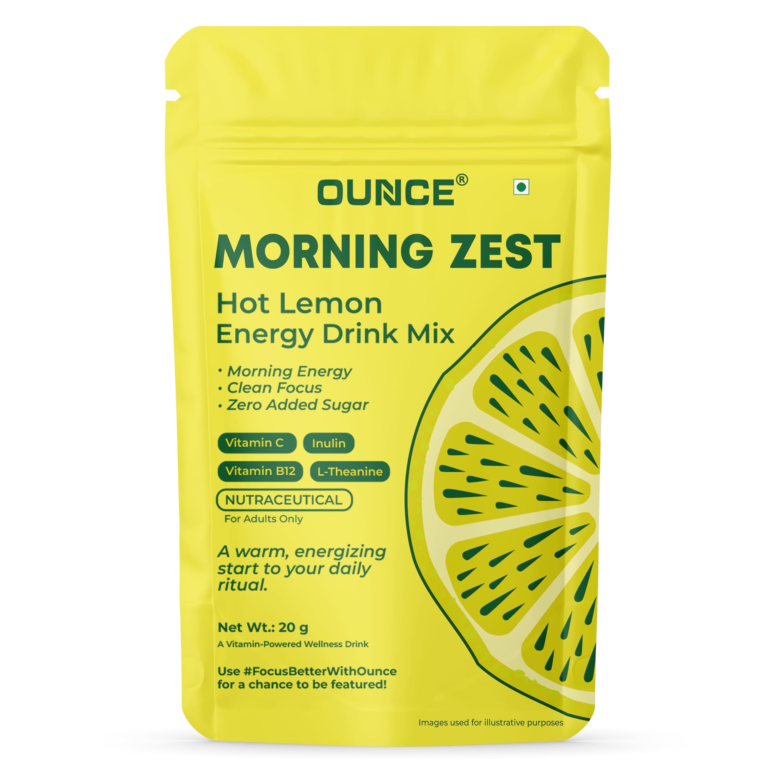 Ounce Hot Lemon Energy Drink Mix (10 Cups) | Sugar Free Energy