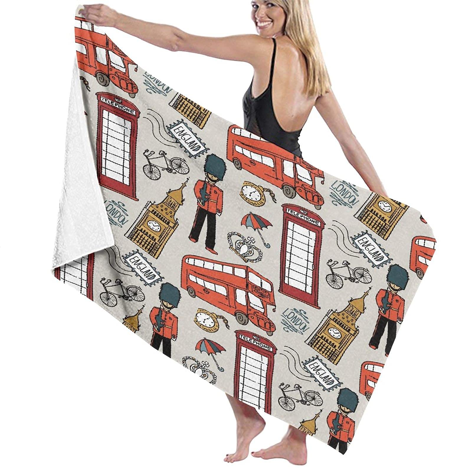 Lsjuee UK Icon Set Beach Towels Adult Fast Dry Superfine Fiber Baby Beach Towel Coverup for Swimming Class Hawaii Beach Exercise or Training Cruise Pool Other Water Activities Picnic 32INx52IN