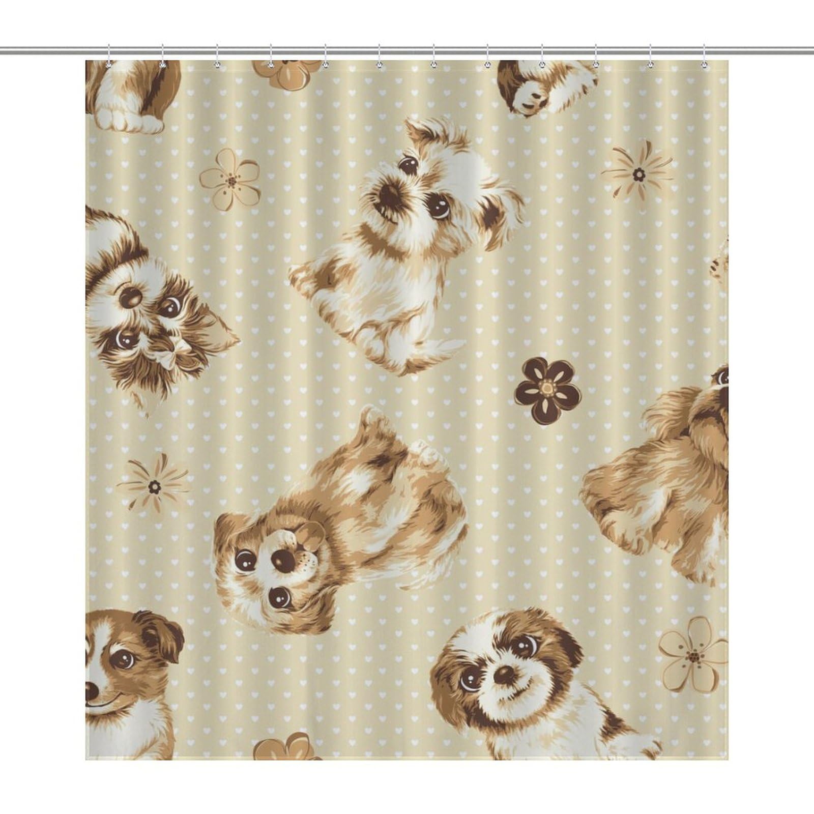 Rideau de douche rétro en polyester imperméable 168x183 cm pour salle de bain