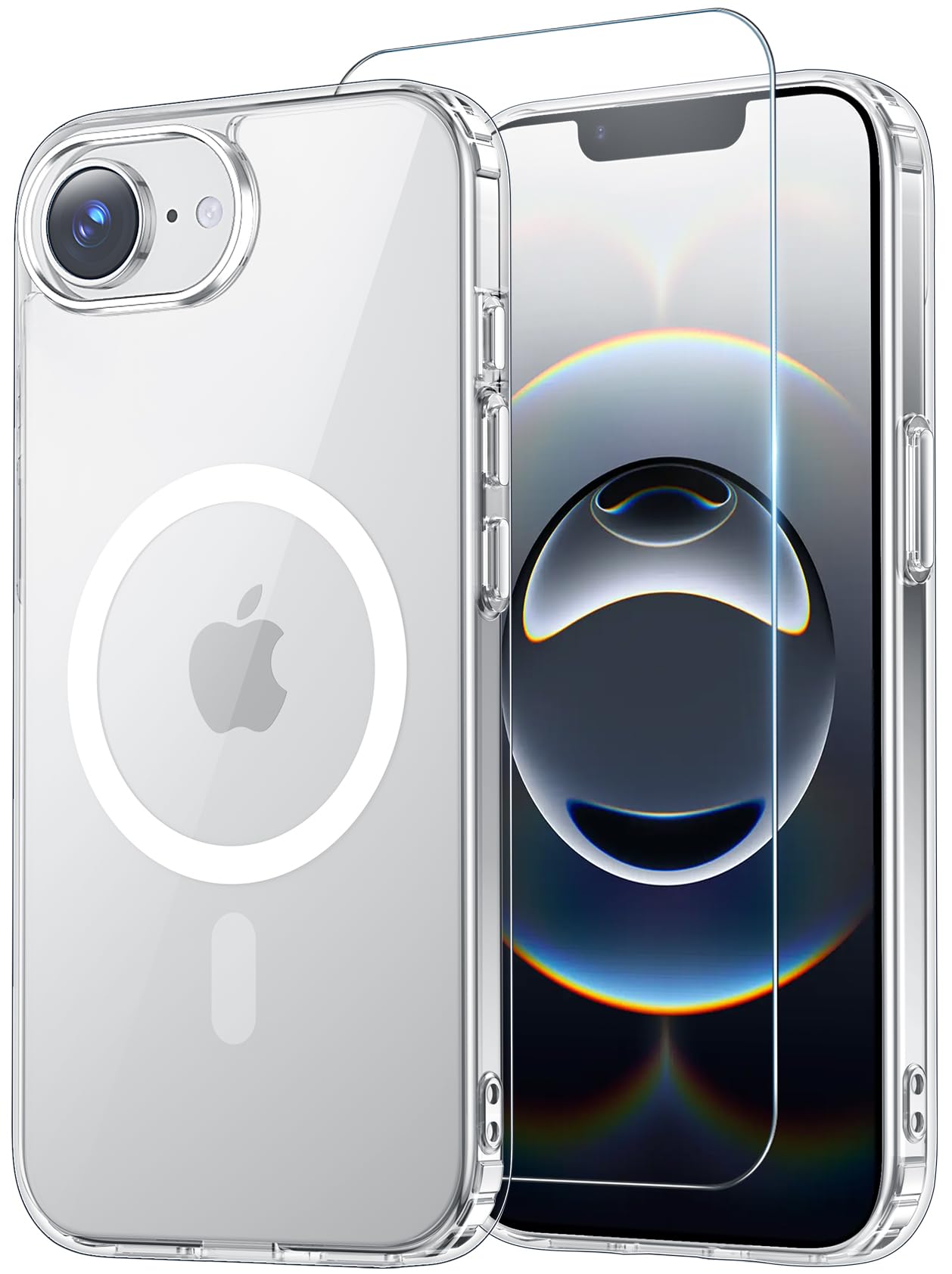 Temdan for iPhone 16e Case Clear with Screen Protector, Compatible with Magsafe, Anti-Yellowing, Military-Grade Protection, Shockproof Slim Magnetic