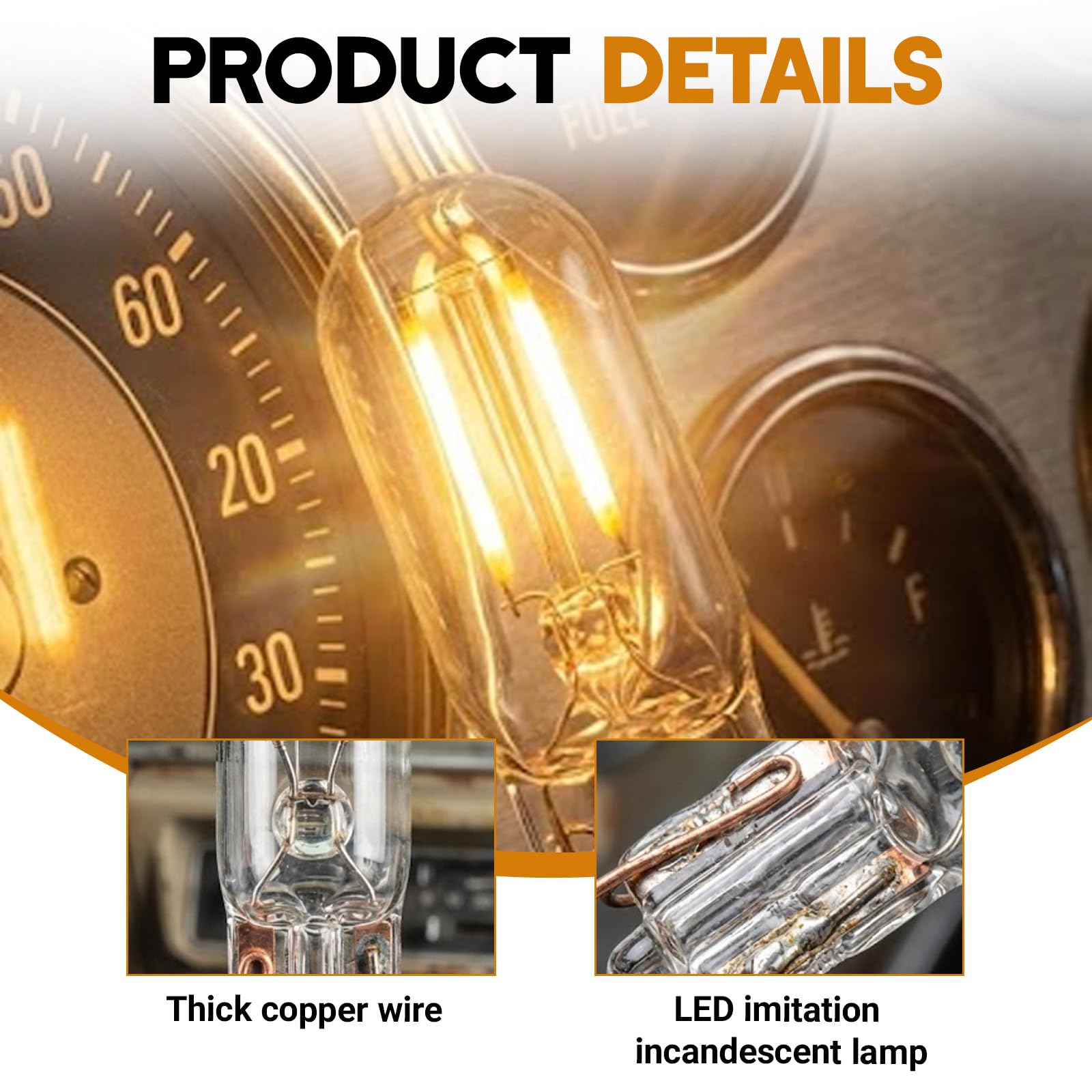 Wcawnlt 10 Piezas Bombilla LED T5 12V W1.2W, Luz Blanca para Tablero de Instrumentos de Auto, Panel de Control Interior, Techo e Iluminación Interior en Automóviles, Camiones, Motocicletas ﻿ - 5