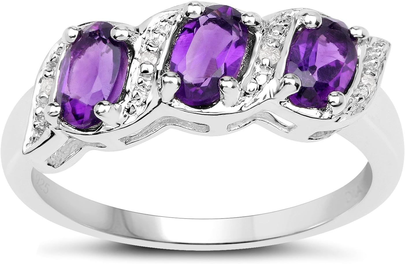 The Diamond and Wedding Ring Bargain CentreThe Diamond Ring Collection: Sterling Silver Genuine Amethyst & Diamond Eternity Engagement Ring, Size J,K,L,M,N,O,P,Q,R,S,T,U,V,W,X