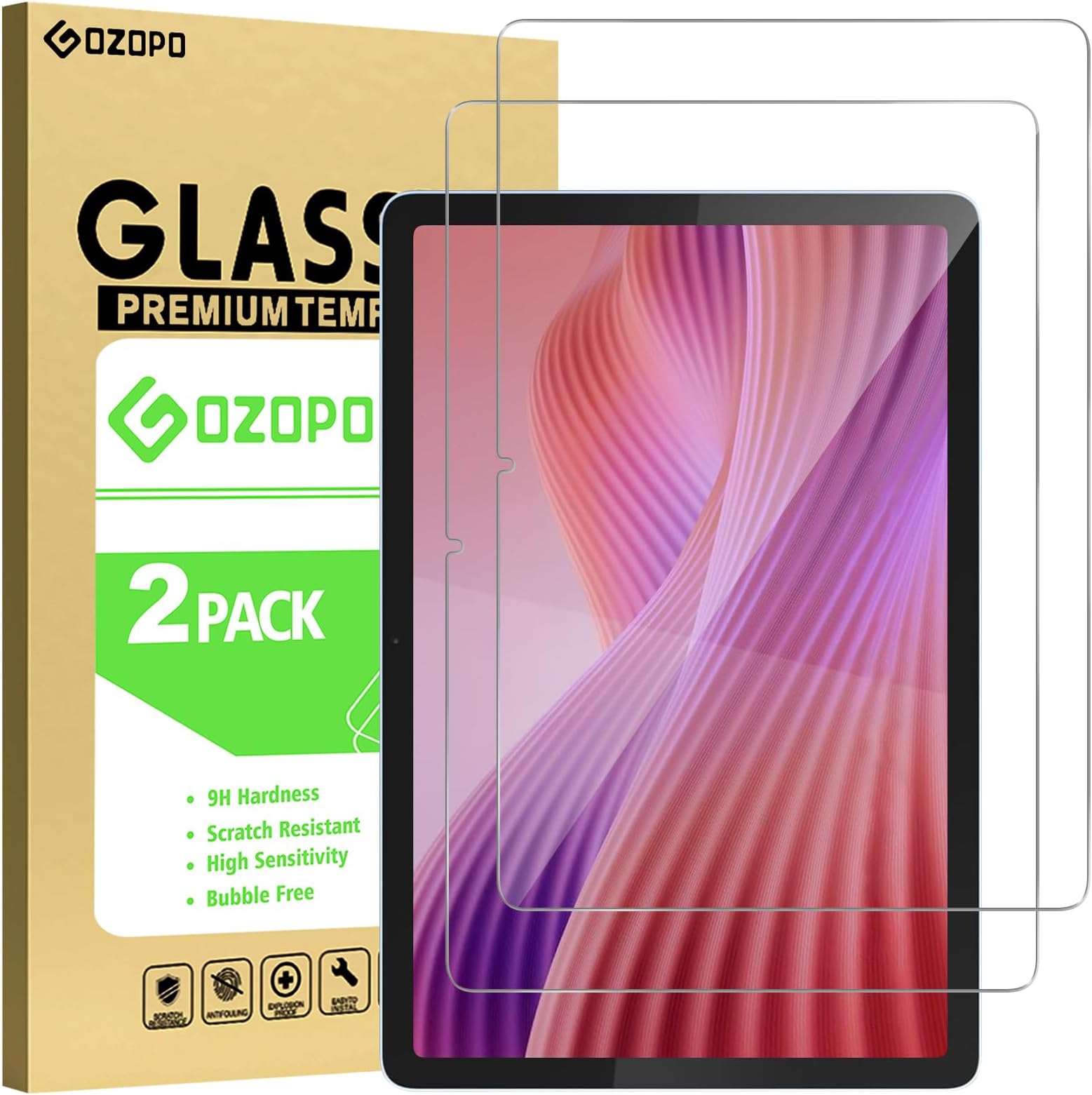 For Lenovo Tab (2025) 10.1 Inch Screen Protector, 9H Tempered Glass Film, Anti-Fingerprints, No Bubbles, Pack of 2