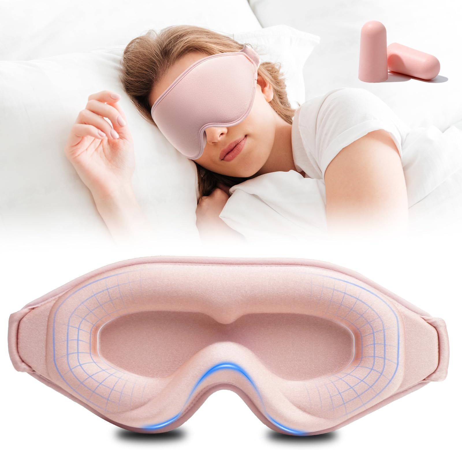 MZOO Sleep Eye Mask for Men Women, Zero Eye Pressure 3D