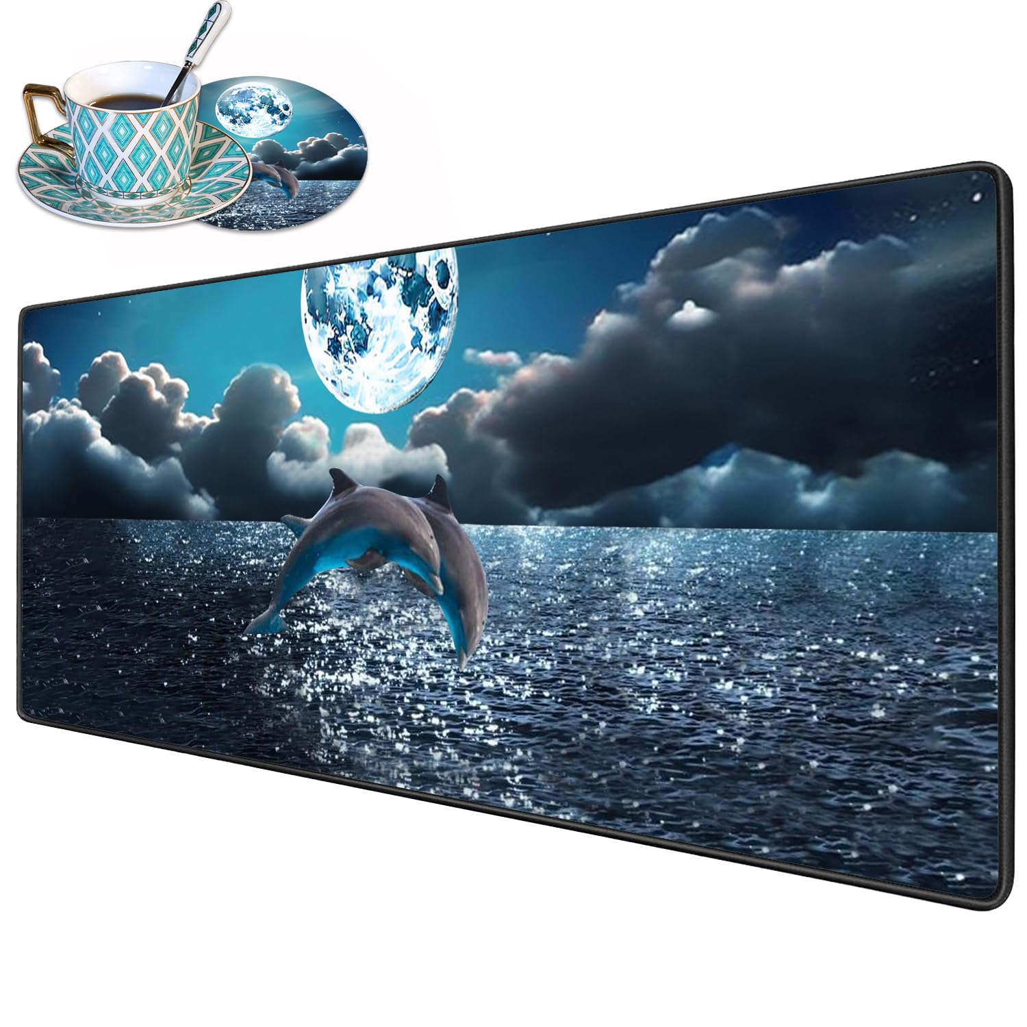 Desk Pad Mat Gaming Mouse Pads with Coasters, 31.5