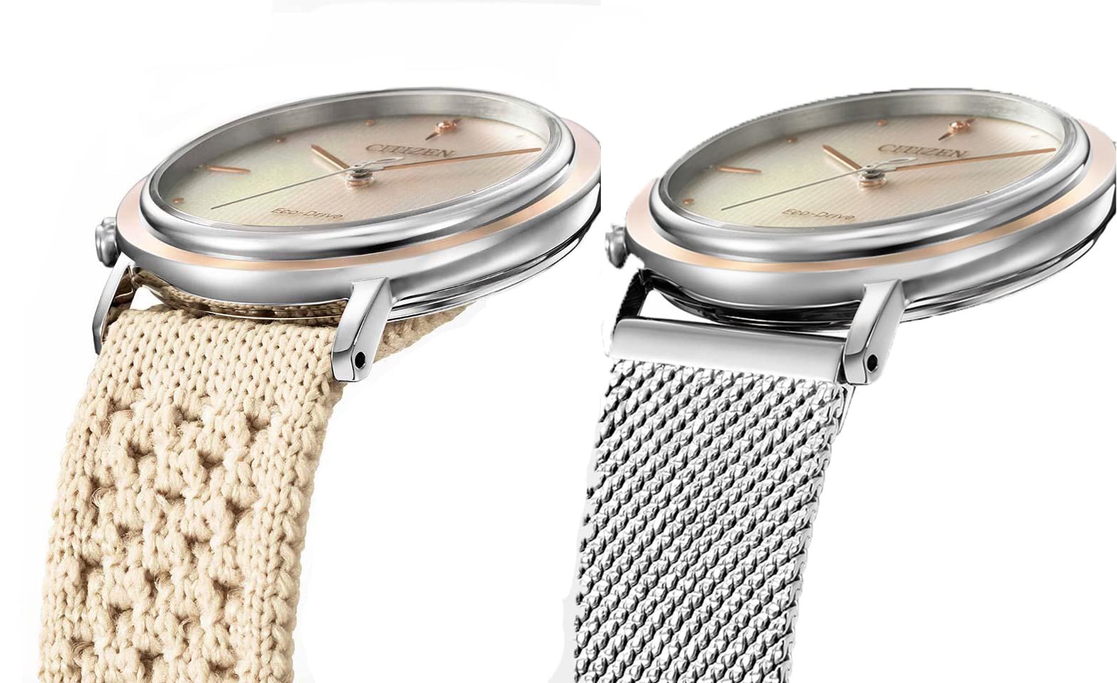 Citizen Damen Analog Eco-Drive Armbanduhr mit Stoffband L Ambiluna Collection