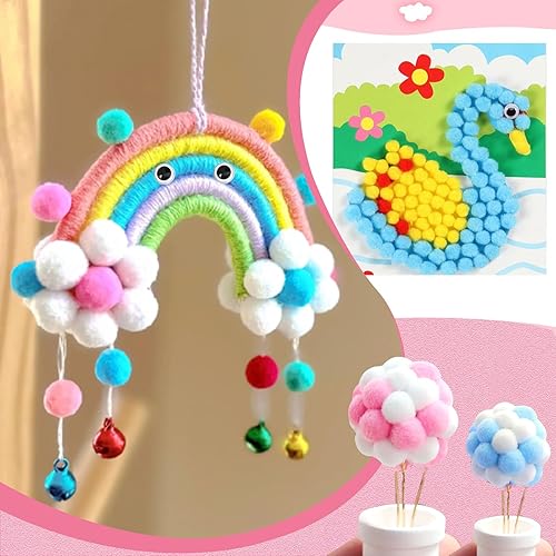 Vista 6 de TOAOB - 1900 pompones surtidos de 0.39 pulgadas para artes y manualidades multicolor con 100 pompones pequeños para decoración de manualidades
