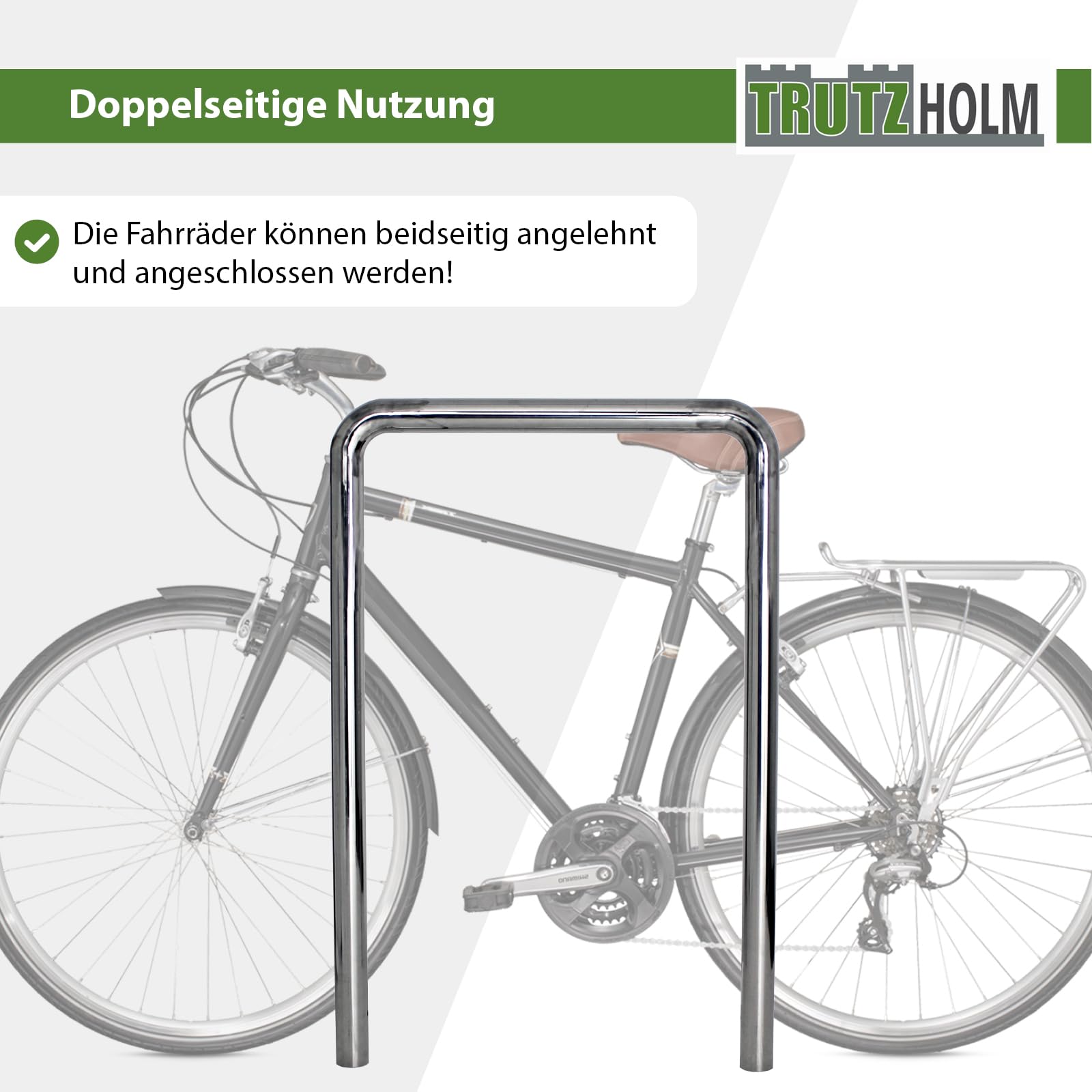 TRUTZHOLM Fahrradanlehnbügel 118x78cm aus Edelstahl zum Einbetonieren Fahrradständer Anlehnbügel Parker inkl. Bodenqueranker für einen stabilen Stand Diebstahlschutz für Fahrräder