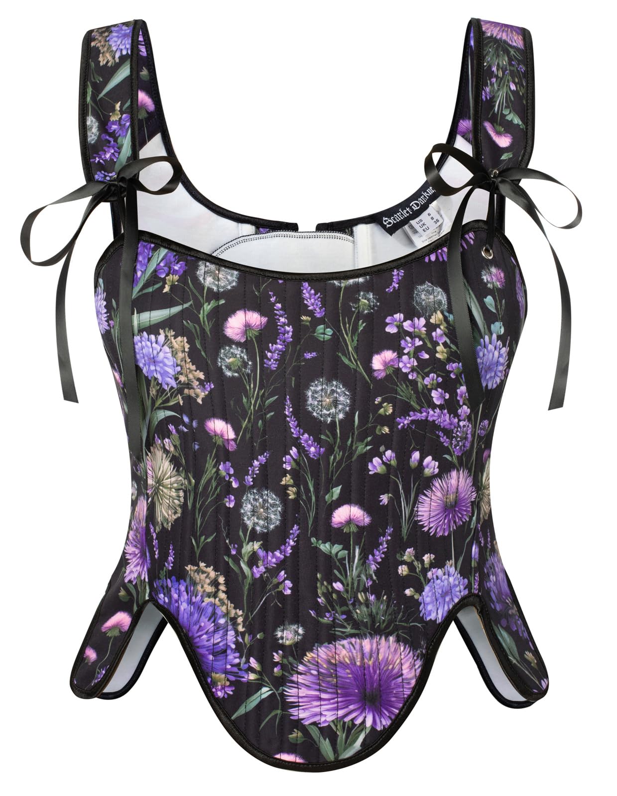 Scarlet Darkness - Bustier pour femme - Style Renaissance - Floral - Lacets - Fermeture éclair
