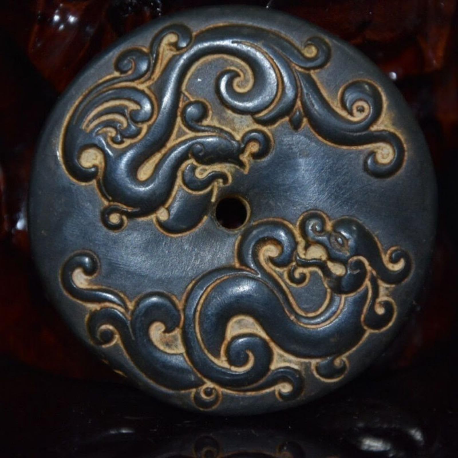 Météorite fer Hongshan antique objet décoration curiosités sculpture manuelle rare