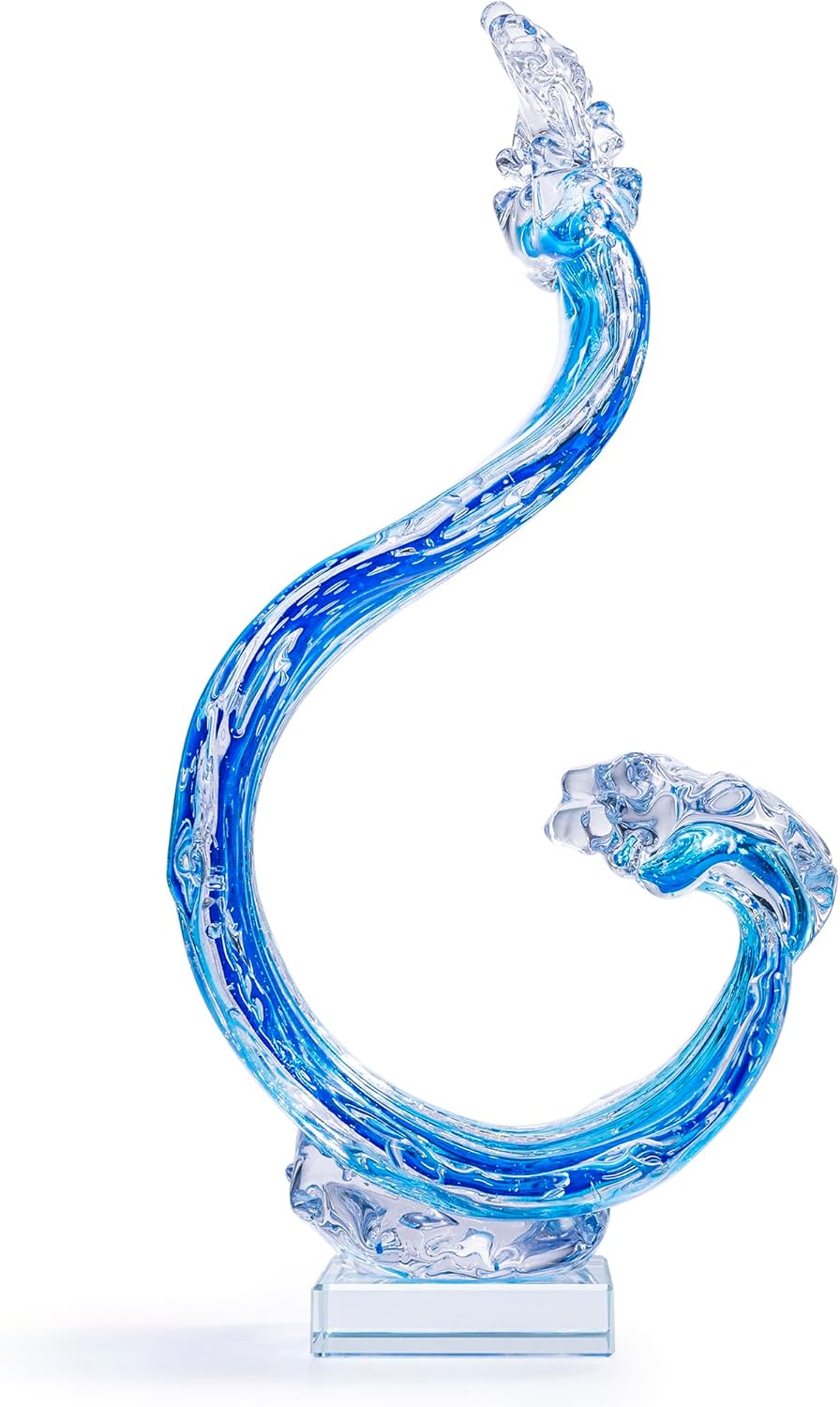 LLAVVD Glass Water Wave Sculpture, Glass Art Décor,Glass