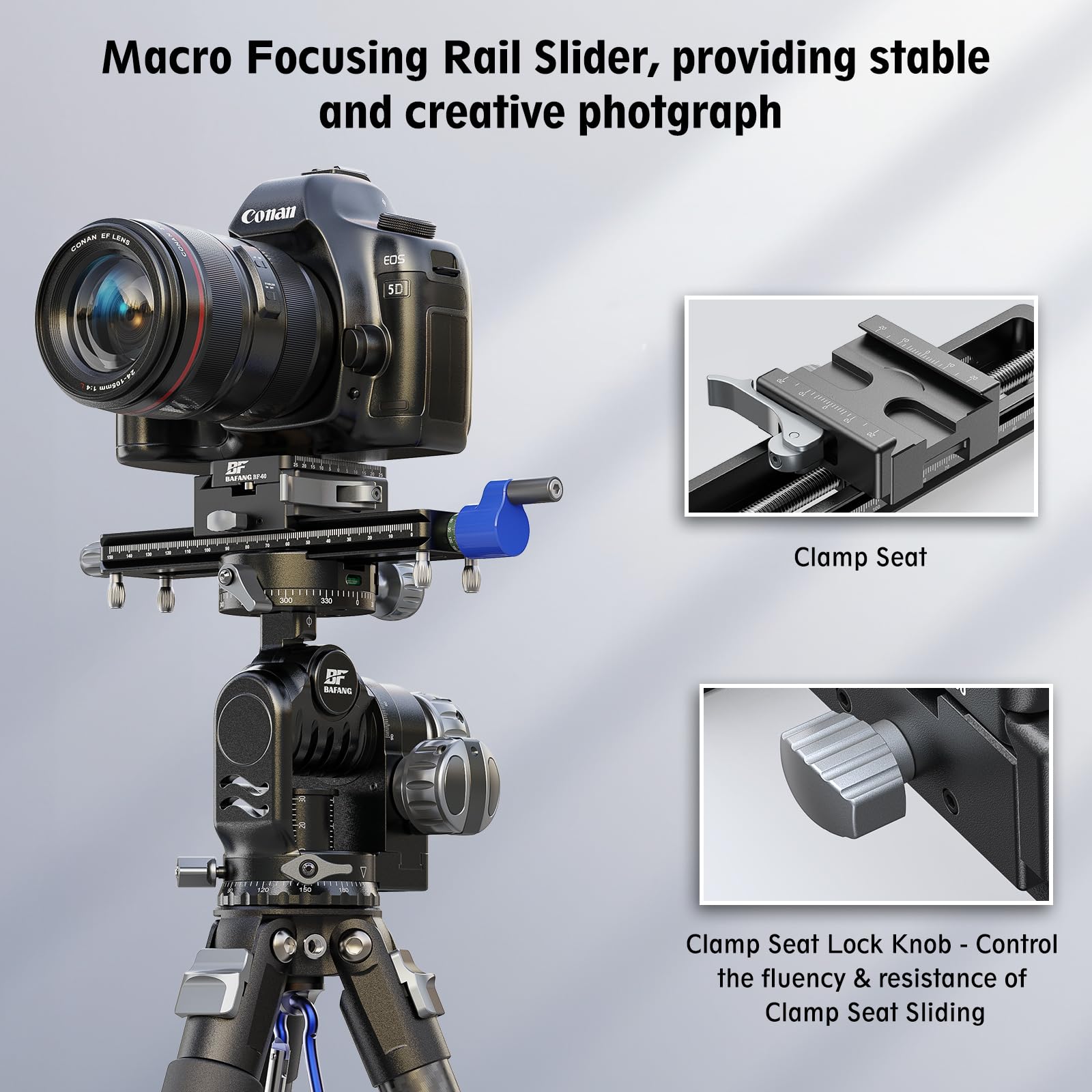 Slider per fotocamera, 150 mm/5,9 pollici, con piastra a sgancio rapido e manovella, cursore macro focus per una fotografia precisa e macro, carico massimo 8 kg
