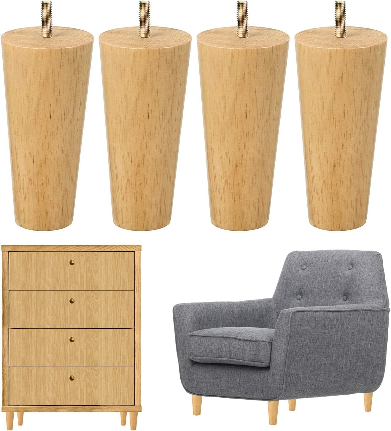 Queta A Set of 4 Solid Wood Furniture Legs Support Legs for Sofa Stool, TV Stand, Coffee Table, Wooden Cabinet - Image 3