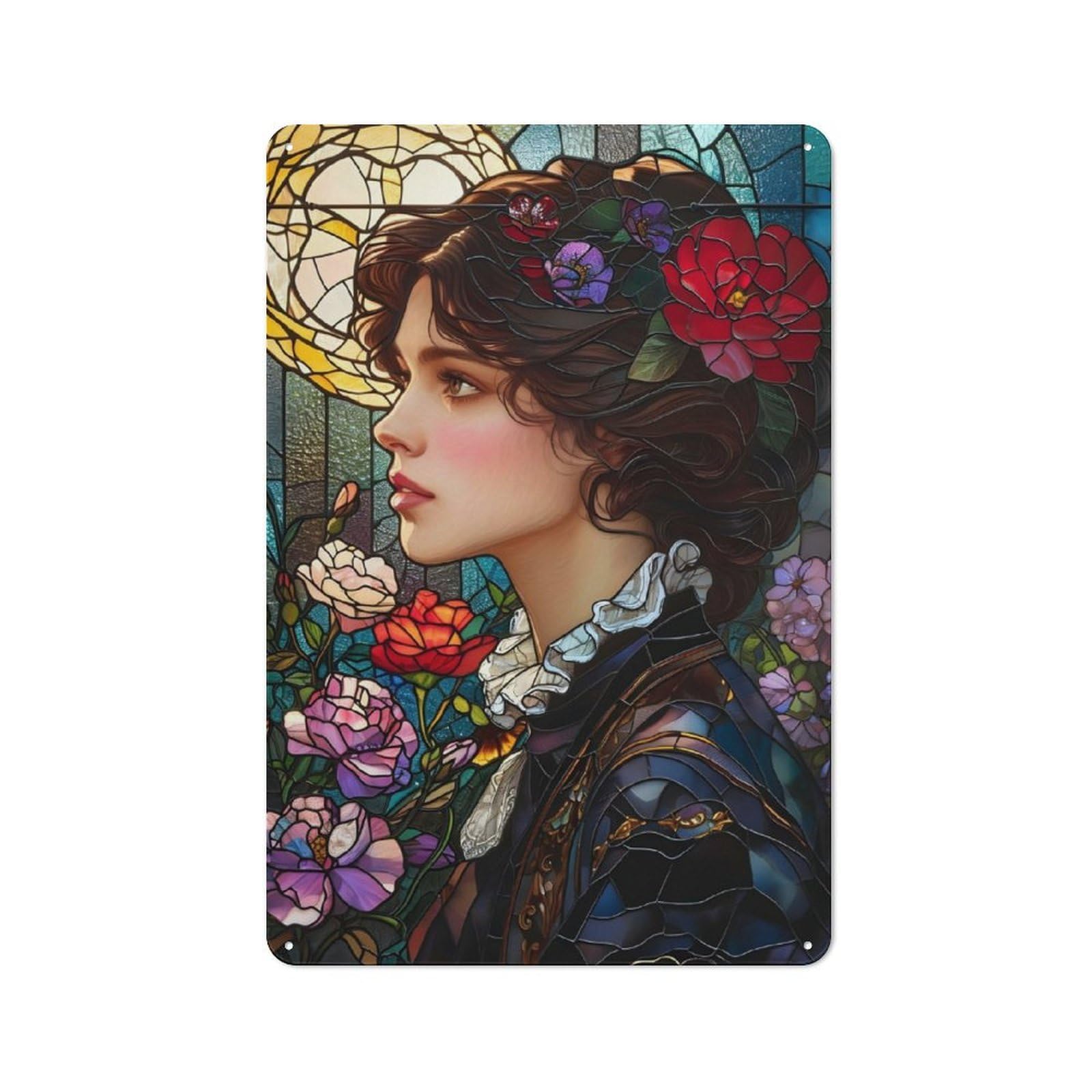 Junmoney Beautiful Woman Retro Tin Sign 30X20cm For Workshop Wall, For Collectors Of Retro Metal Wall Decor