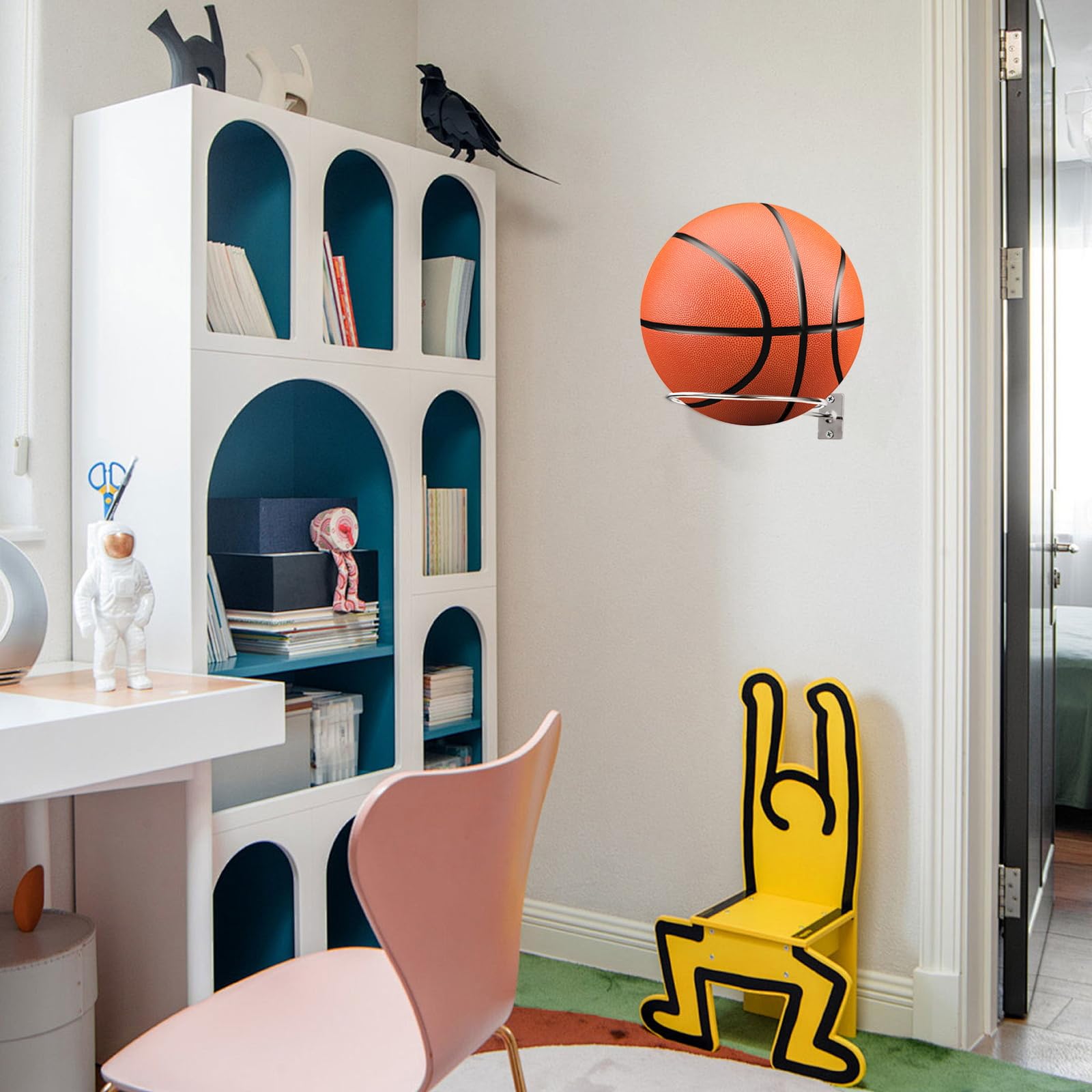 Soporte de Pared para Balones Soporte de Exhibición de Pelota con Tornillos 6 Piezas Plata para Baloncesto Fútbol Voleibol