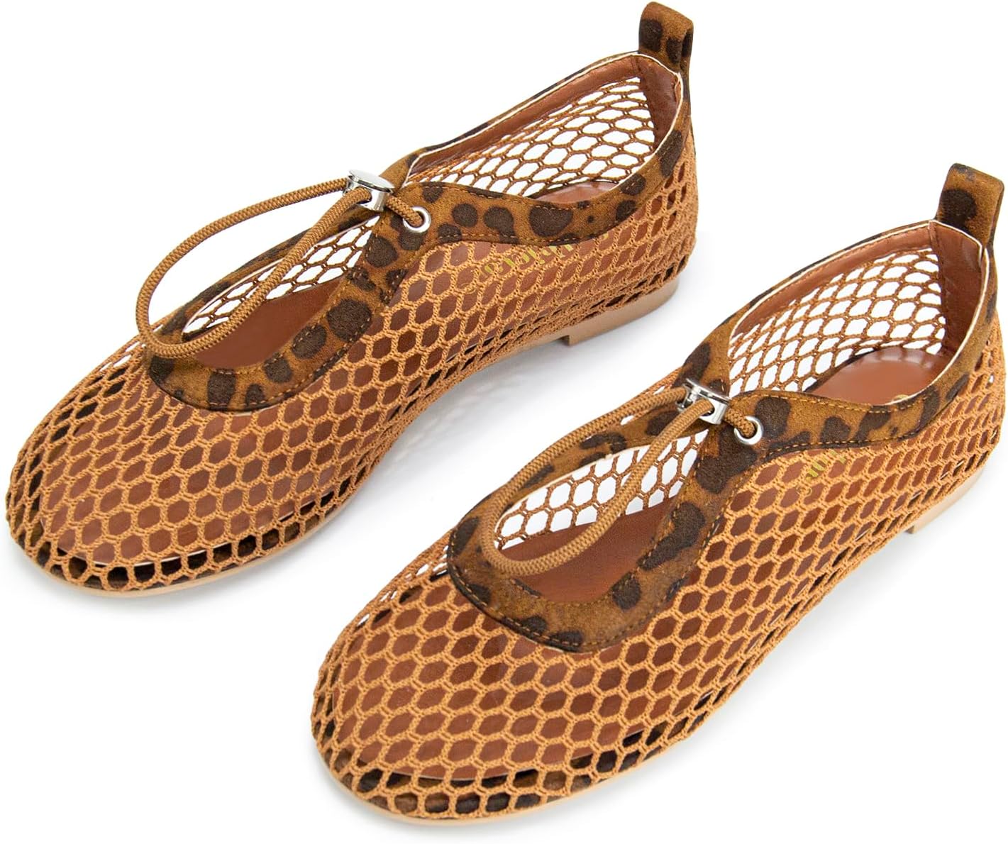 Mesh Ballet Flats for Women Round Toe Fishnet Ballerina Flats Buckle Strap Casual Comfortable Office Mary Jane Flat Shoes - Image 2