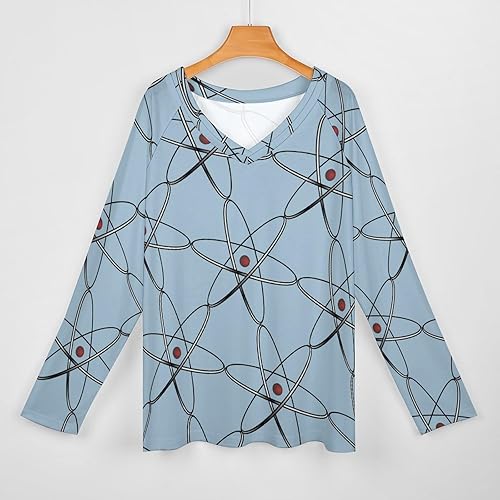 Miniatura 4 de Physics Science Women's Casual Long Sleeve T Shirts V Neck Printed Graphic Blouses Tee Tops