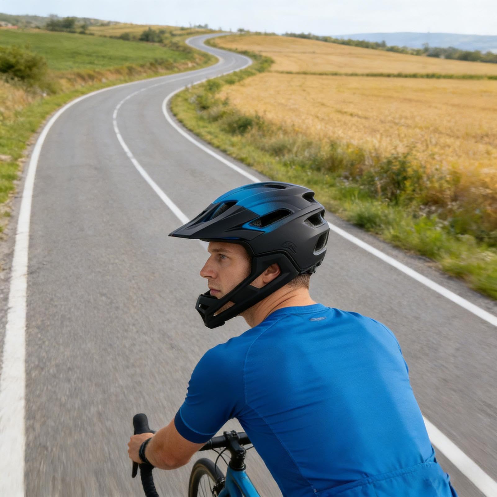 Kaski motocyklowe, regulowane dopasowanie, twarda czapka z odpinaną osłoną podbródka, odporny polimer z oddychającą podszewką z siatki i klamrą bezpieczeństwa, dla mężczyzn, kobiet, młodzieży i
