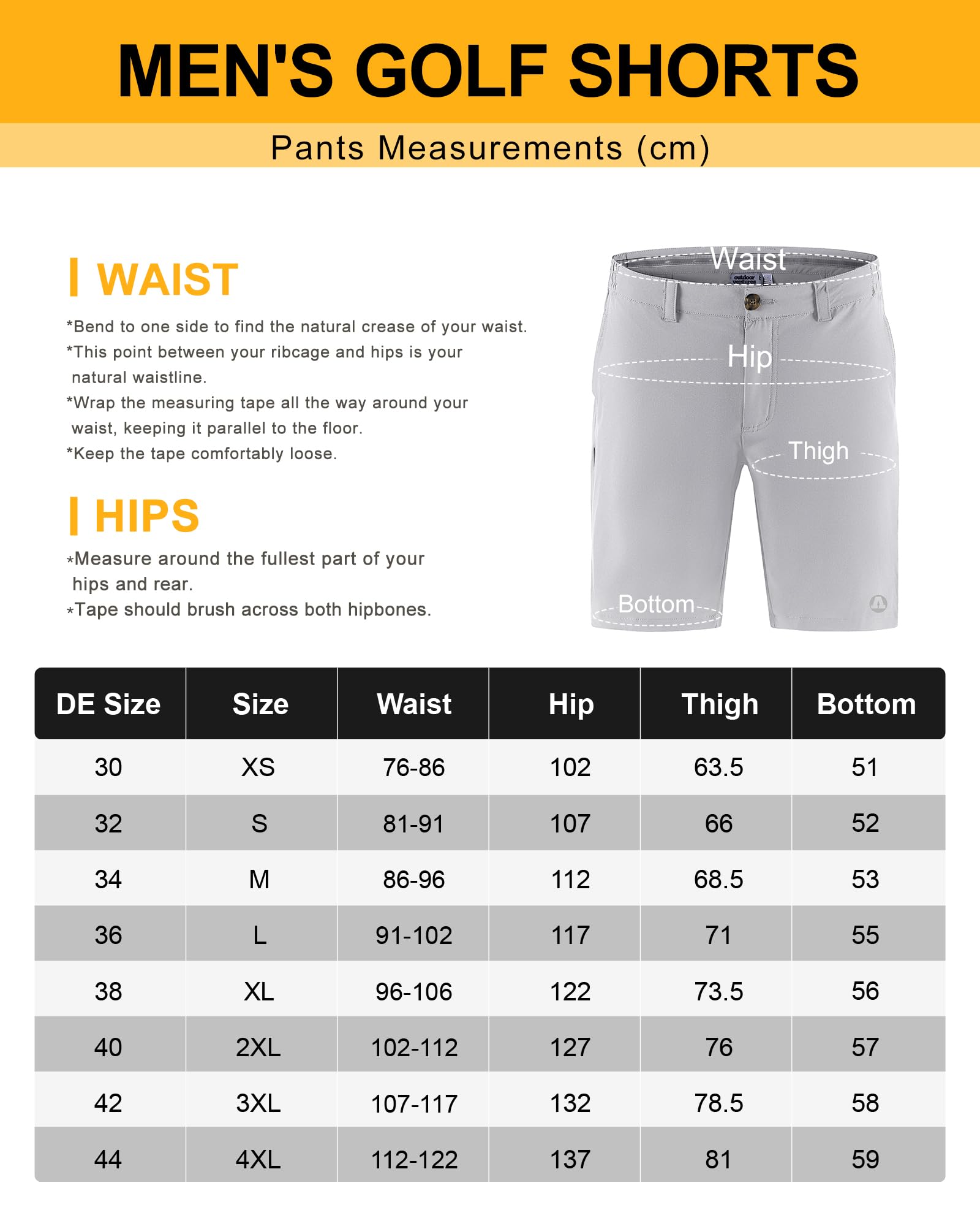 Outdoor Ventures Pantaloncini da golf da uomo, UPF 50+, elasticizzati, leggeri, ad asciugatura rapida, da 9 pollici, con 3 supporti per tè e tasche per il golf