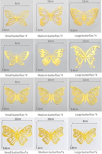 Miniatura 2 de 48 decoraciones de mariposa negra, 3 tamaños, 4 estilos, decoración de pared de mariposa 3D, decoraciones de fiesta de mariposa, decoraciones de