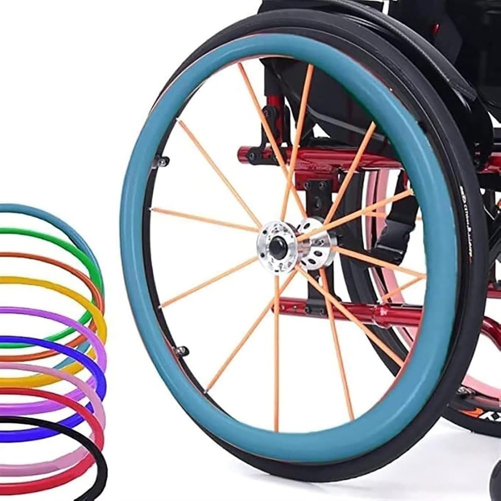 Funda para Silla de Ruedas Deportiva con Rueda Trasera de 20/22/24 Pulgadas, Fundas para Aros de Empuje de Silla de Ruedas, Resistente al Desgaste, Funda de Silicona para Empuje Manual, mejo