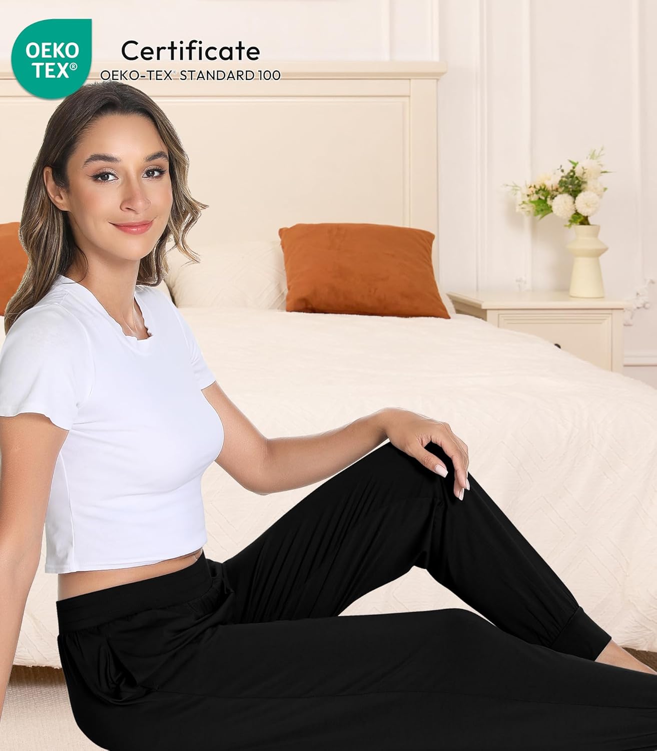 NACHILA Women's Pajamas Pants Soft Joggers Cooling Sleep Pants Comfy Pj Bottoms,Viscose Made from Bamboo S-XL - Image 3