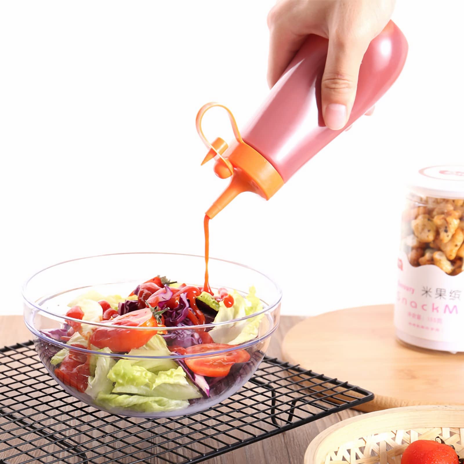 Bottiglie di plastica per condimenti da spremere, 6 dispenser for salsa di pomodoro, pratico contenitore in plastica trasparente for bottiglie di salsa da spremere, for cucina, ristorante domestico(Ye