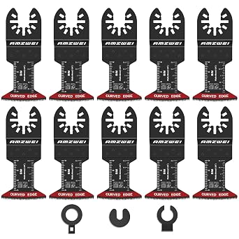 Bi-Metal Oscillating Saw Blades, 10 Pcs 1-3/4" Curved Edge Multitool Blades for Soft Metal, Hard Wood, Plastic,