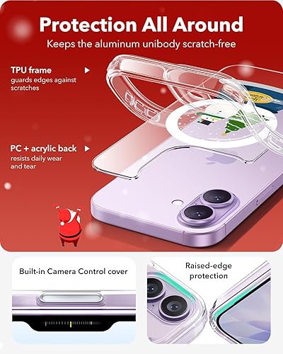 Vista 225 de ESR Funda para iPhone 15 Pro Max, compatible con MagSafe, de grado militar, negro transparente