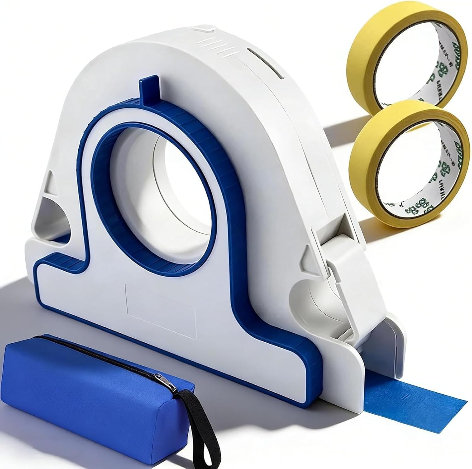 Painters Tape Applicator - Masking Tape Dispenser With 1mm Precision Guide And Built-In Cutter, One-Hand Paint Tape Applicator Tool For Trim, Baseboard, Wall and Window (Yellow Tape*2)