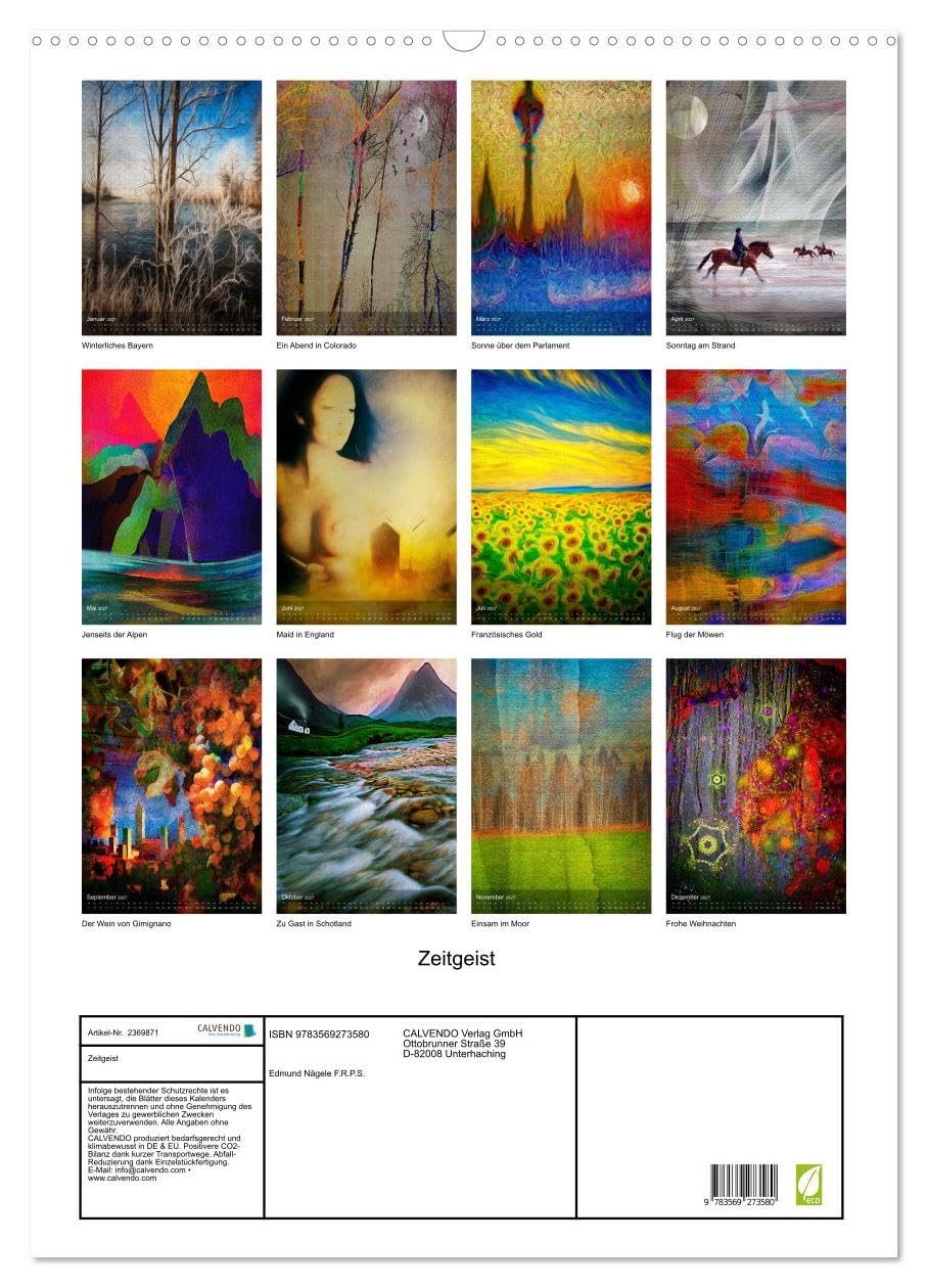 CALVENDO - Zeitgeist (Wandkalender 2027 DIN A2 hoch), Monatskalender: Zeitgenössische digitale Foto Kunst für Heim und Büro