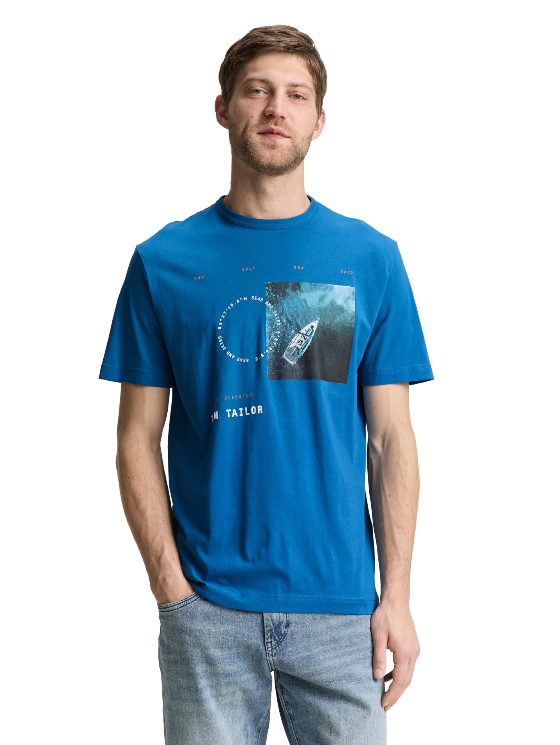 TOM TAILOR Men's T-Shirt, 28857 - Blue Petrol, L