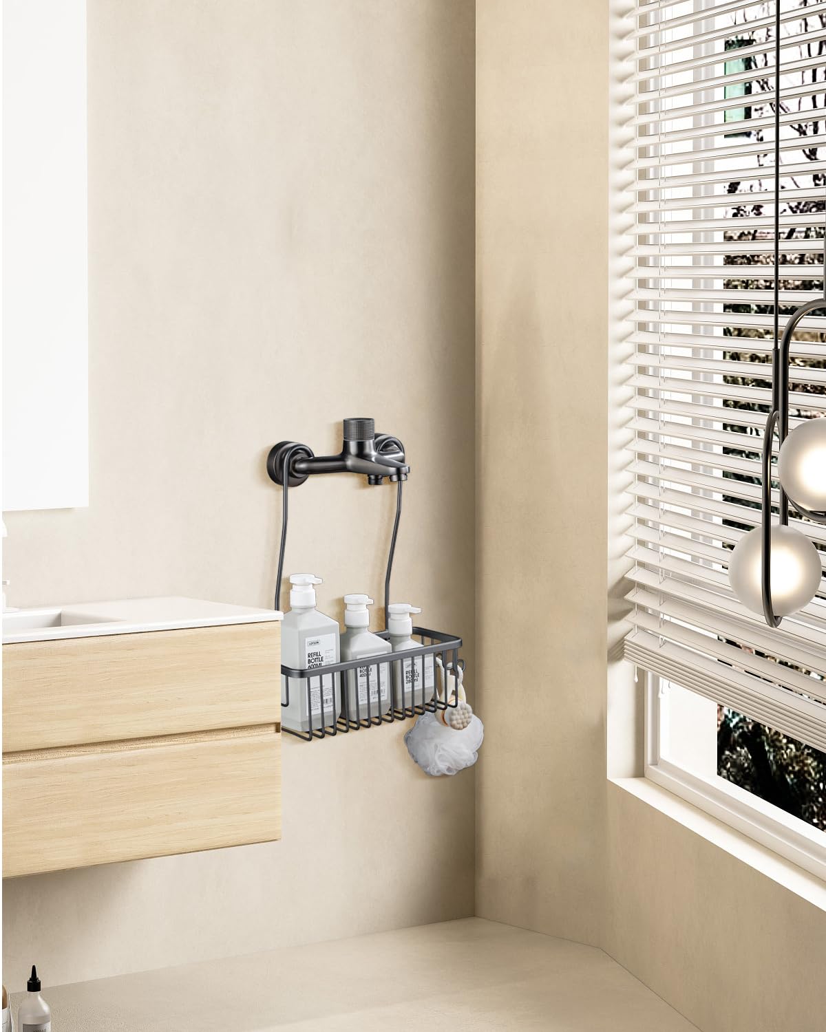 Mensola Doccia Appendibile In Alluminio - Porta Shampoo Senza Forare - Impermeabile E Anti-Ruggine - Foto 9