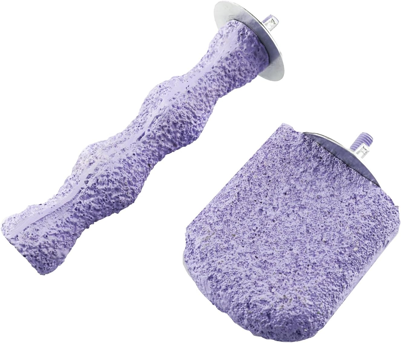 2PCS Bird Beak Grinding Stone Parrot Cage Accessories Branch Shaped Perch Ice Cream Shaped Perch Platform Chew Stick Nail Grinding Chew Toy Purple