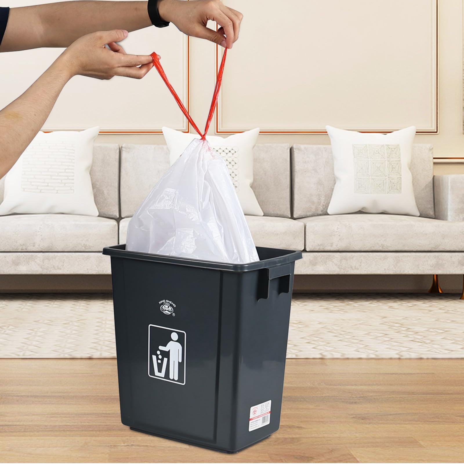Sacchetti per Pattumiera, Grigio 30 L Sacco di Spazzatura con Coulisse, Sacchetto della Spazzatura