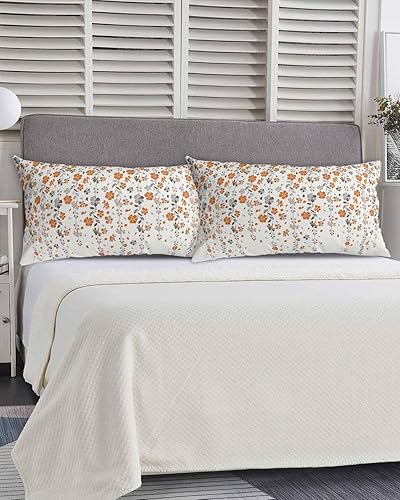 Miniatura 5 de Fundas de almohada de tamaño King de flores naranjas, fundas de almohada suaves para cama, fundas decorativas de lujo, sofá decorativo de lujo,