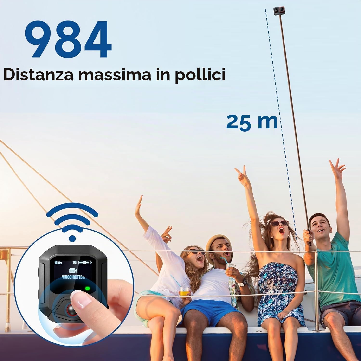 Treeboy GPS Bluetooth Remote Control per Insta360 X5/X4/X3/X2/Go 3S/Go 3/Pro 2/Pro, Controllo senza fili con intervallo di 82FT