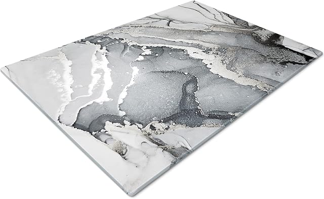 Chopping Boards | Glass Worktop Savers | Worktop Protectors Heat Resistant | Catering Chopping Boards | Chopping Boards Glass | Over The Sink Chopping Board | Large | Grey Silver Black
