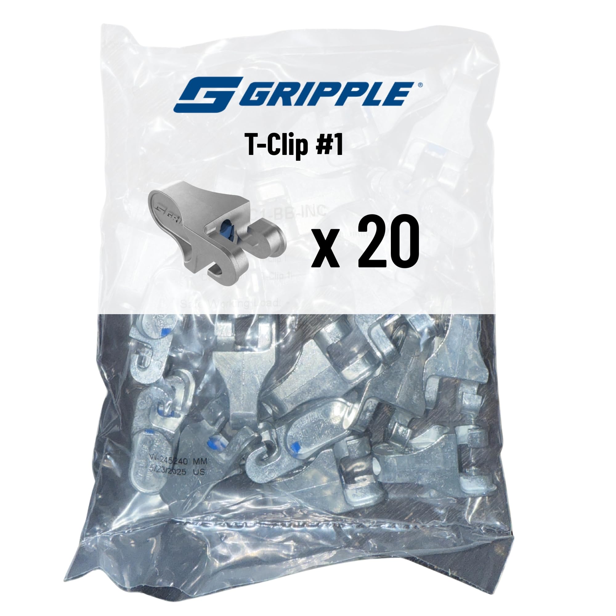 Gripple T-Clip #1 for Fence Wire End Post Termination (20 Count)