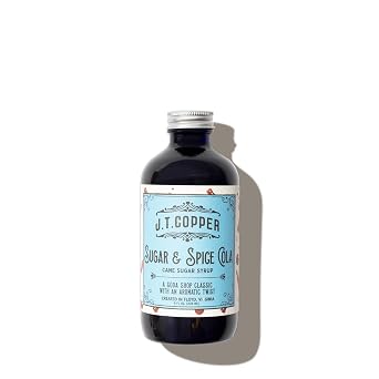 J.T. Copper Sugar & Spice Cola Syrup 8 fl oz Bottle Organic Cane Sugar, Citrus & Kola Nut Vegan & Gluten-Free Handcrafted in Floyd, VA