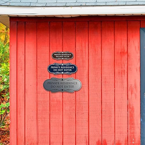 Miniatura 3 de Signs ByLITA Designer Private Residence Do Not Enter - Letrero de seguridad para el hogar (negroplateado), grande, 1 paquete