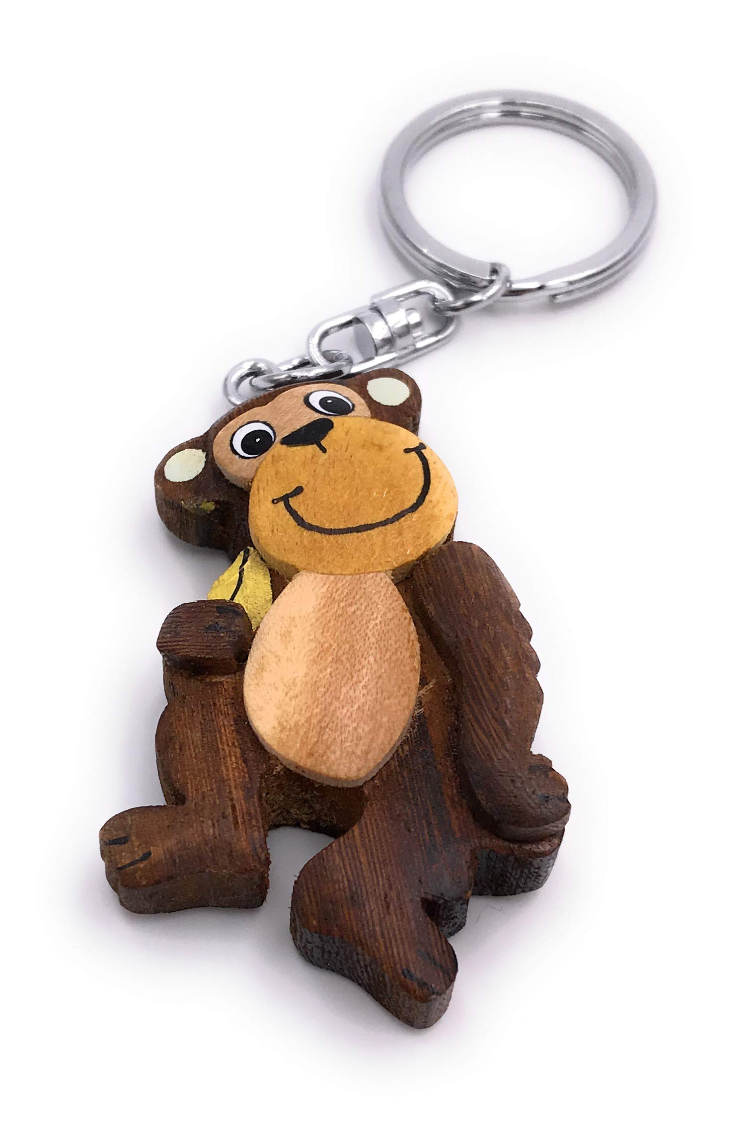 Portachiavi In Legno Lemure - Madagascar Primate - Onwomania
