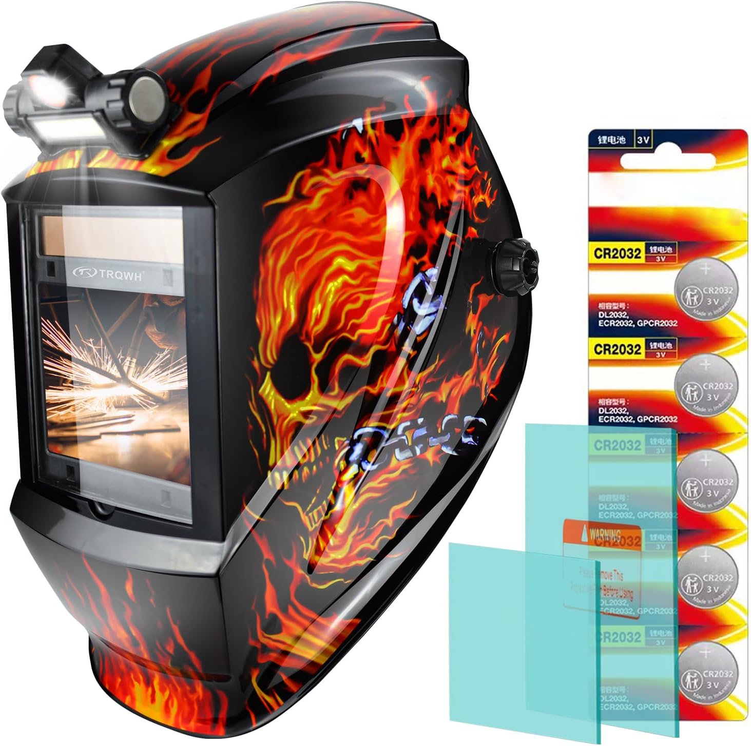 TRQWH Auto Darkening Welding Helmet True Color Large View Solar Powered 4 Arc Sensors Shade 5-9/9-13 for MIG TIG ARC Grinding