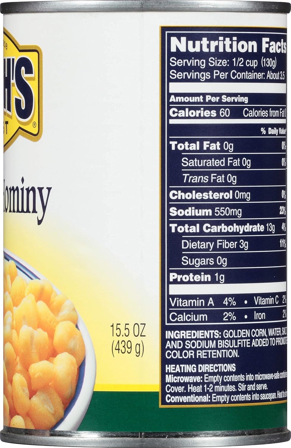 Bush's Best, Golden Hominy, 15.5 Oz (Pack of 24)