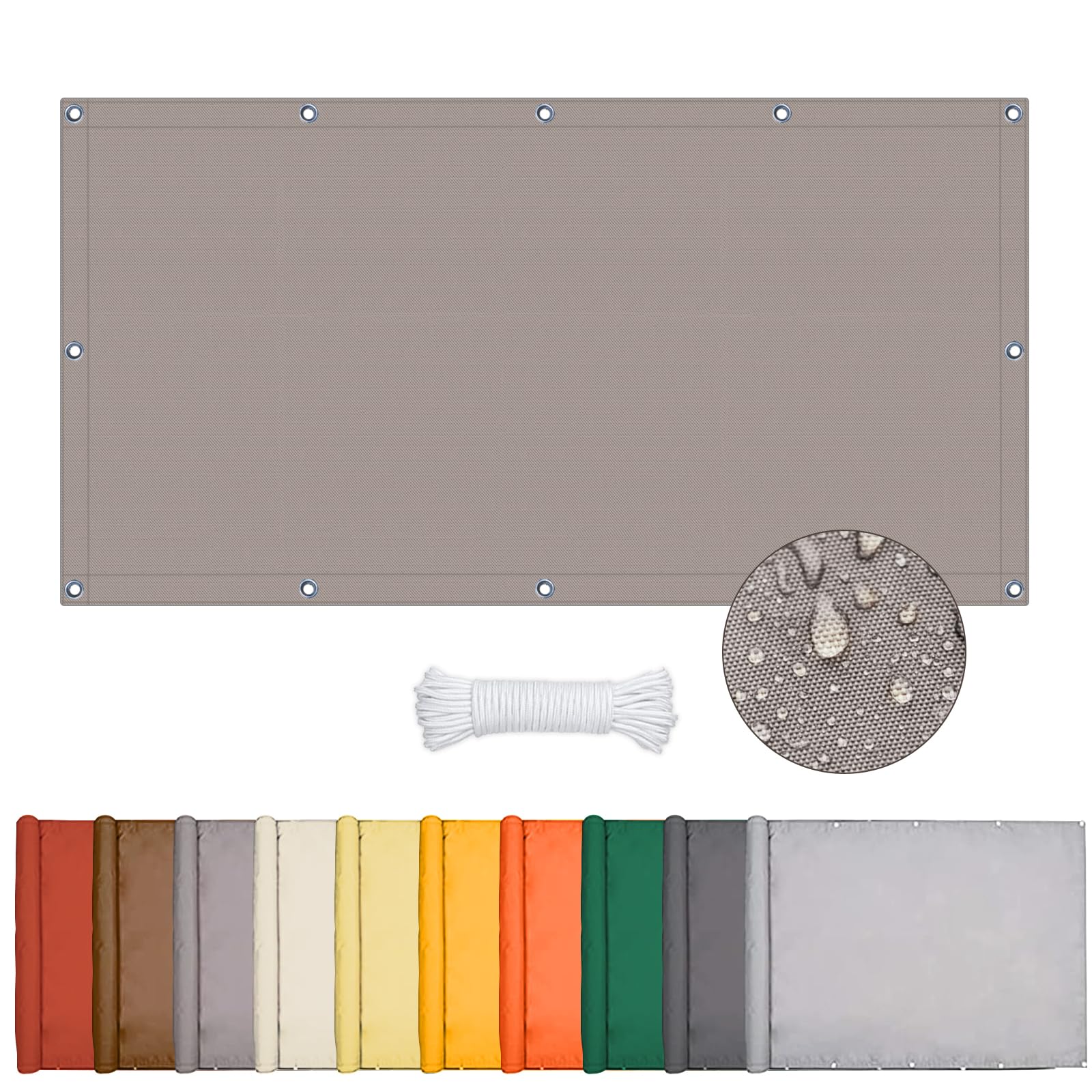 Toldo Vela Rectangular Impermeable, Vela Sombra Rectangular, 95% UV Resistente, Vela De Sombra Exterior, Toldos Exterior Terraza, Toldo Rectangular Para Balcon Patio Jardín Césped (1*2m, Color Crema) — view 8