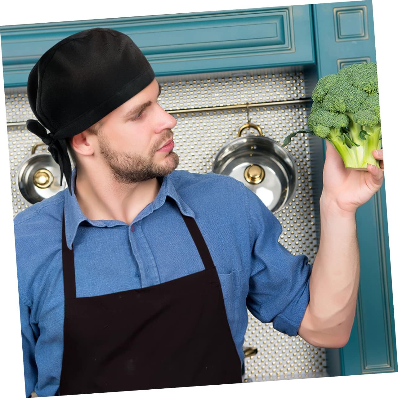8Pcs Chef Hats Comfortable Kitchen Serving Caps for Restaurant and Bakery Breathable Cloth Turban Hats for Chefs and Waitstaff Unisex Design Practical Hair Covering Black