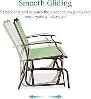 Vista 4 de Best Choice Products – Silla mecedora para 2 personas para patio al aire libre, banco para jardín, balancín de acero con tela Textilene, marco