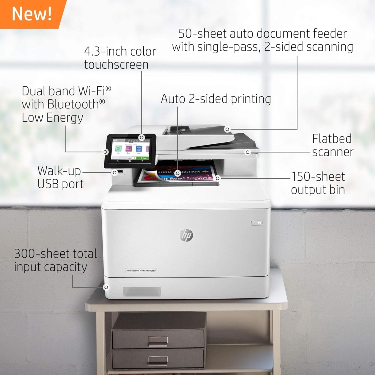 HP Color Laserjet Pro Multifunction M479fdw Wireless Laser Printer (W1A80A) (Renewed)