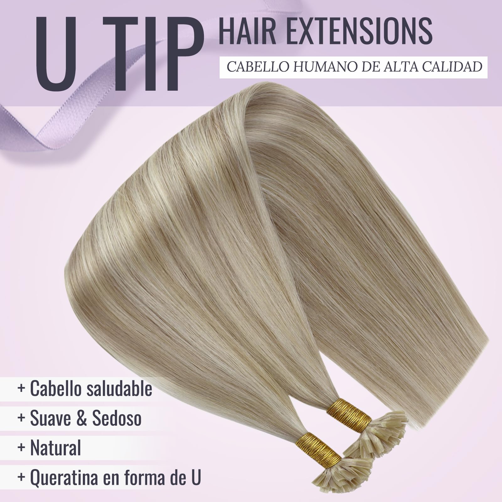 Fshine Pre Bonded Fusion Extensions de Cabello 18 Pulgadas 45CM 50g Remy Cabello Humano Rubio Ceniza Mezclado con Blanqueador Rubio Recto Extensions de Cabello Queratina Color 18P613